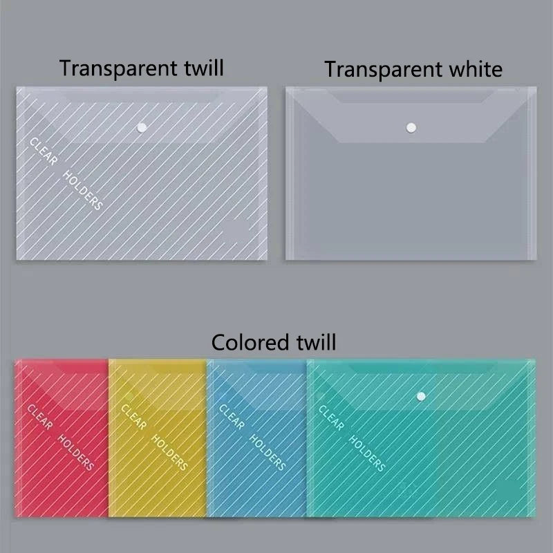 10pcs A4 File Bag Transparent Plastic Thickened Large-capacity Waterproof Snap-on Type Test Paper Storage Bag for Archives