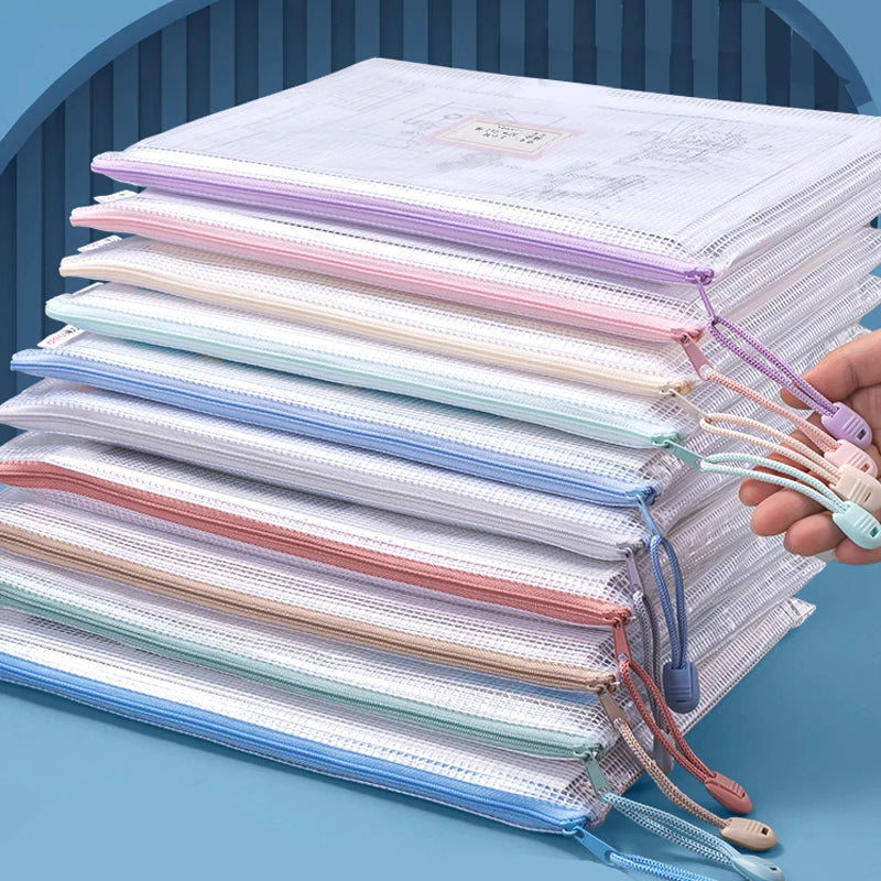 30/10pcs Mesh Zipper Bag Jigsaw Bag Zipper Bag For Organizing Classroom Organization Plastic Zipper Bag 5 Color A4/A5 Size Board